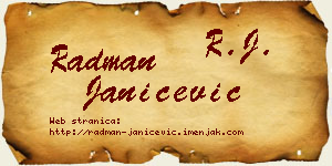 Radman Janićević vizit kartica